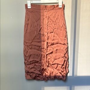 Coral Silk Midi Skirt